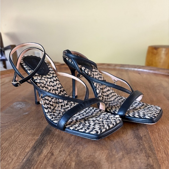 Coach Black Heels Sandals Kaia Jute size 8 - Picture 1 of 10